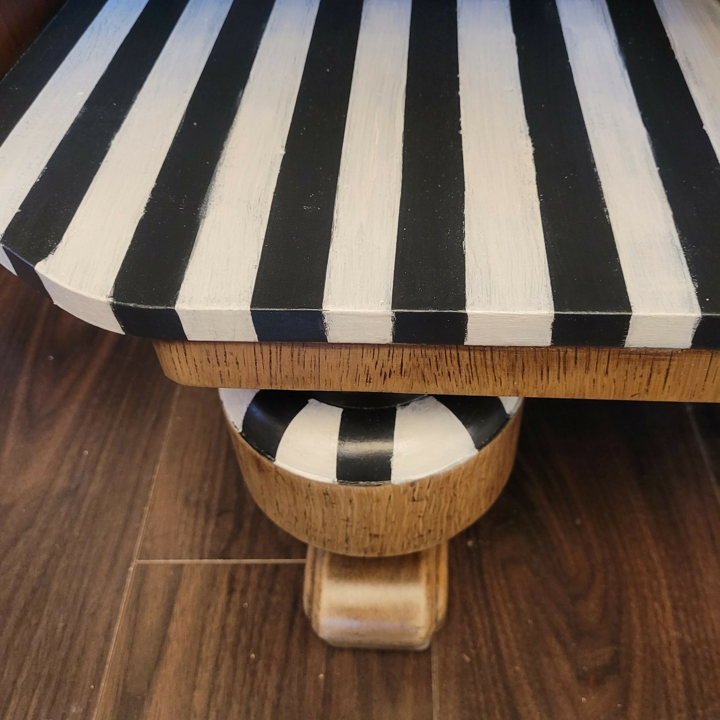 Art Deco Beautility Sideboard. Refinished Oak Cabinet. Striped vintage furniture.