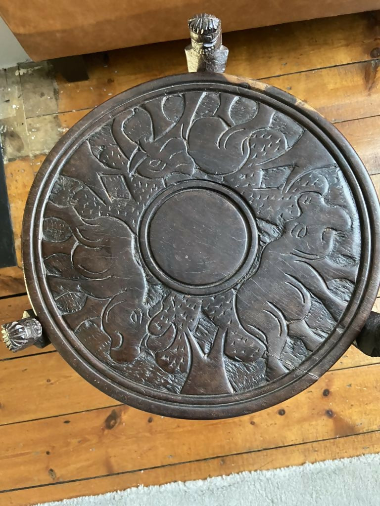 Wood carved Africa Fold Up Side table