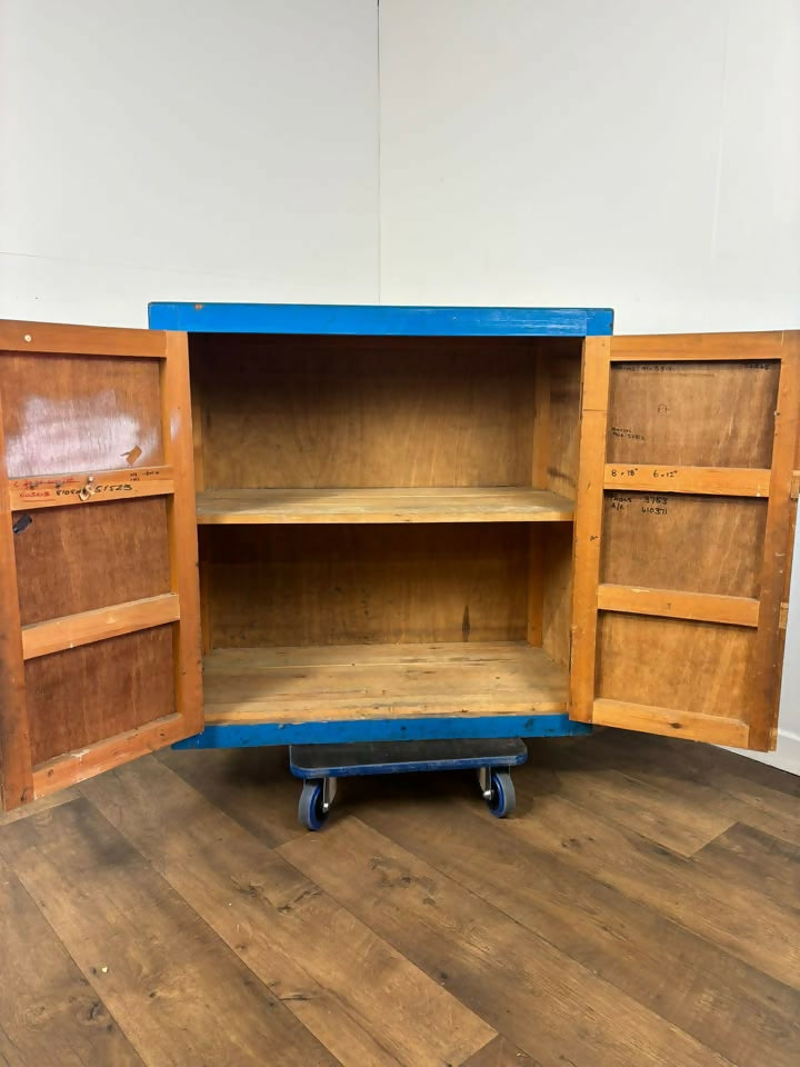 Vintage Rustic Blue Wooden Cupboard