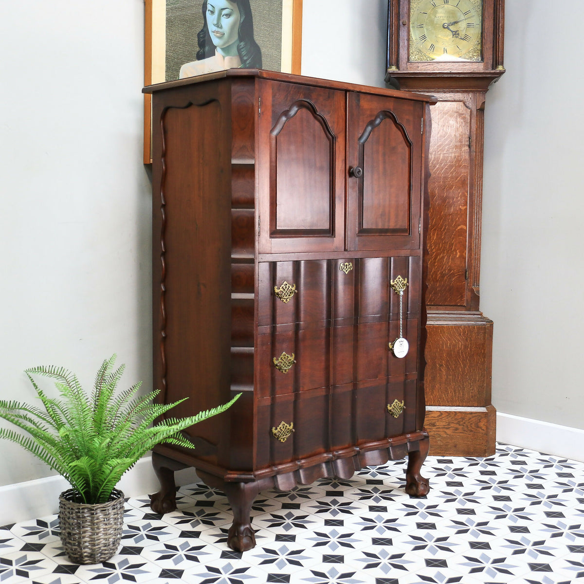 Rare Dutch Colonial Tall Boy Drinks Cabinet Media South African Stink Wood