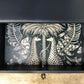 MADE TO ORDER: Upcycled sideboard/buffet with wallpaper fronts, drawers – Dark navy sideboard, Giraffe themed wallpaper