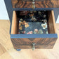 Vintage art deco navy blue walnut burr wood desk/ dressing table