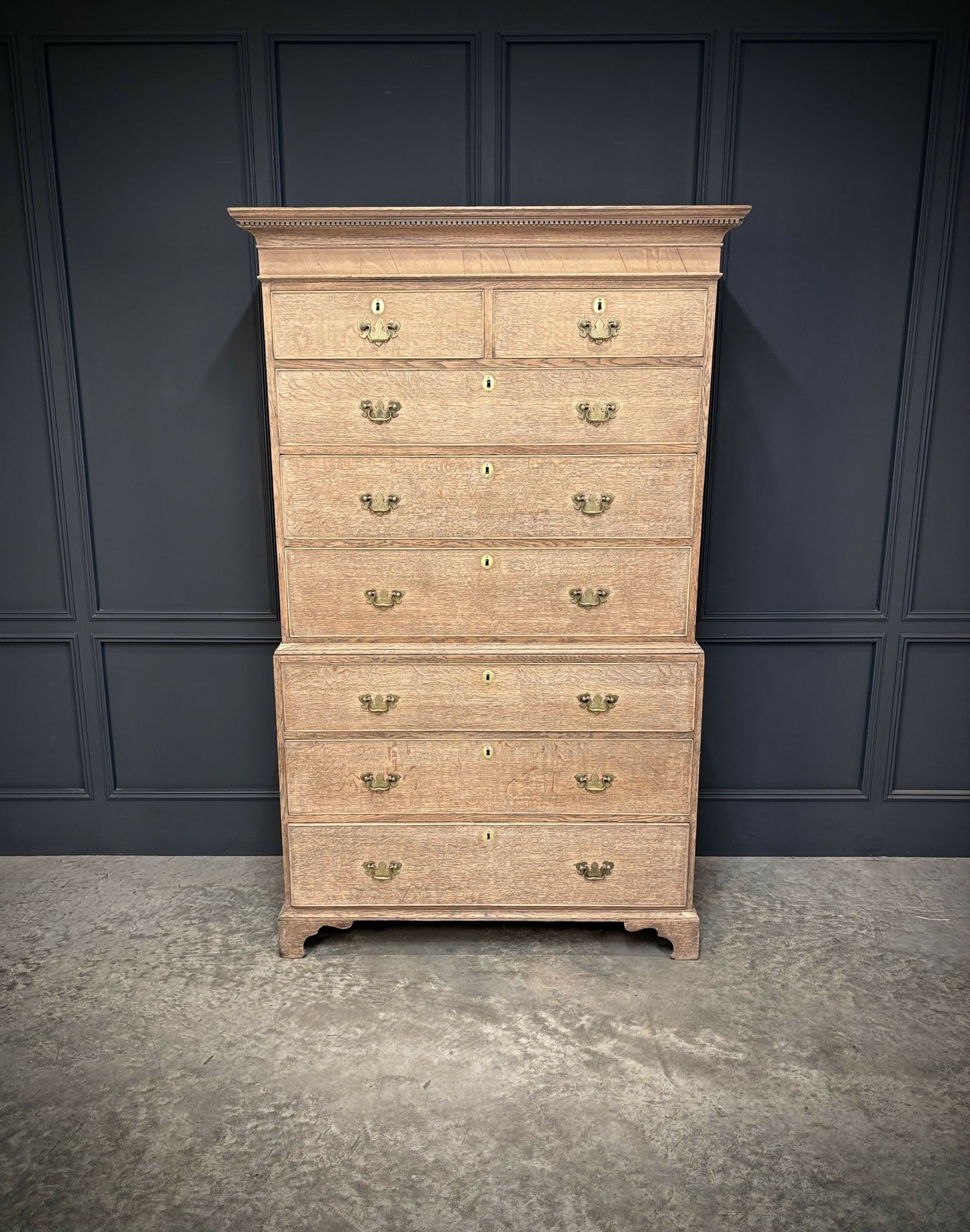 18th Century Bleached Oak Tallboy Chest On Chest