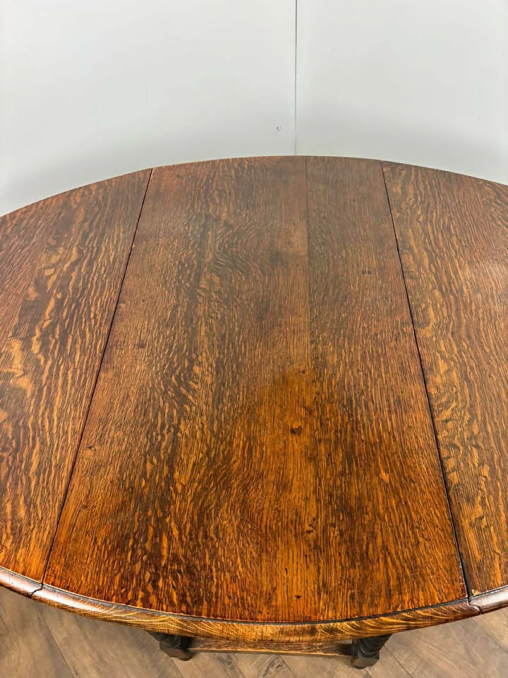 Vintage Oak Drop Leaf Table With Barley Twist Support