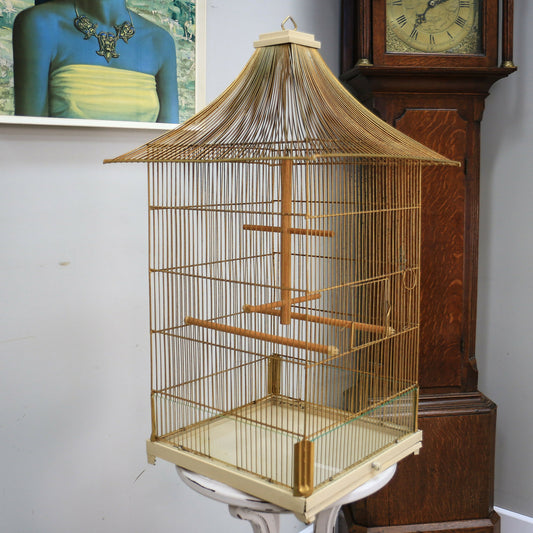 Vintage Bird Cage in Gold Colour Pagoda Style