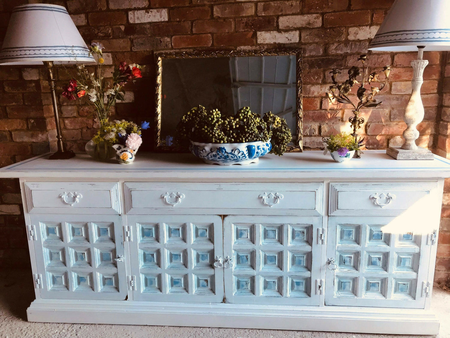 Large Vintage Sideboard/White Distressed Sideboard/Large Vintage Sideboard/Coastal Sideboard/Painted Toledo Sideboard