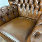 Brown Leather Button Back Chesterfield Arm Chair
