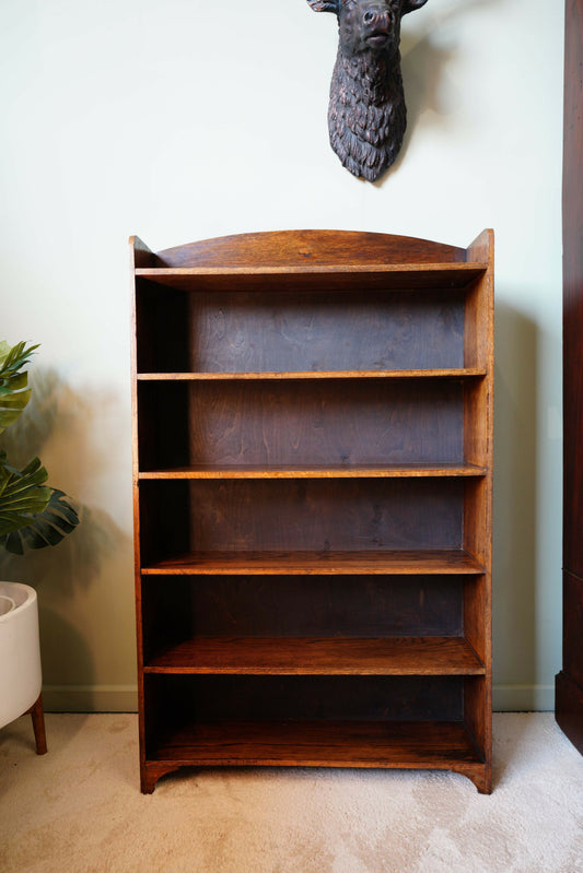 Vintage Slim Open Bookcase In Solid Oak – United Kingdom, C.1910