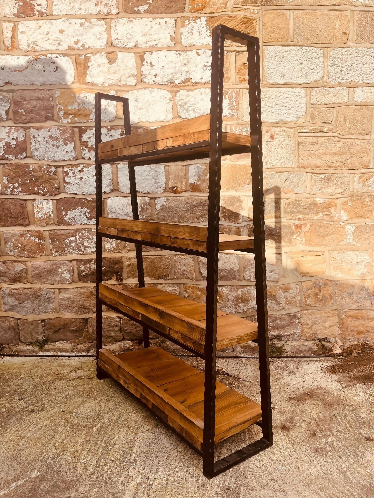 Industrial Rustic Shelving Unit | Wood & Metal Shelf | Reclaimed Style Bookcase | Rustic Ladder Shelf | Industrial Home Decor Storage