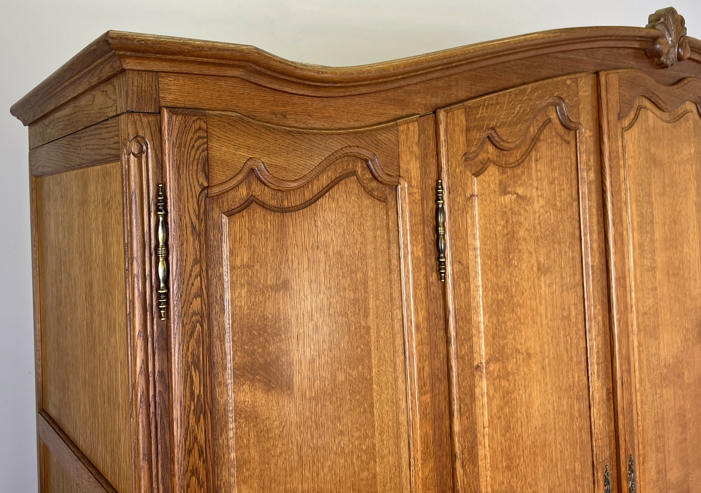 Wardrobe Vintage French Louis XVI Style Oak Five Door Carved Armoire LOT 6397