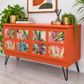 Tropical Coral Sideboard | Mid-Century Modern Cocktail Cabinet | Botanical Statement Furniture