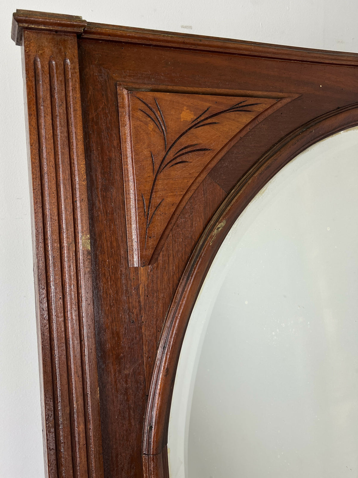 Mirror Antique French Style Oak Arched Carved Large Wall Mirror LOT 6530