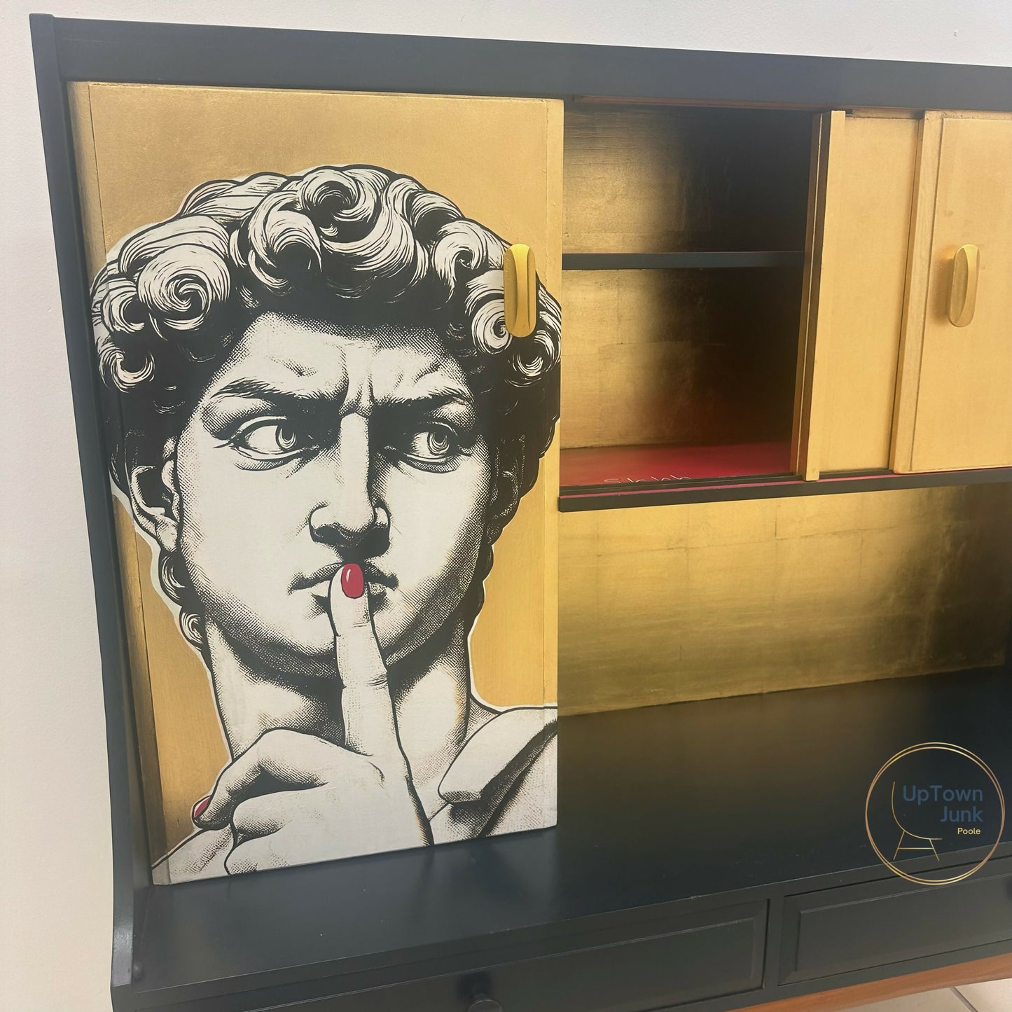 Mid-Century Solid Teak Cocktail, Drinks Cabinet