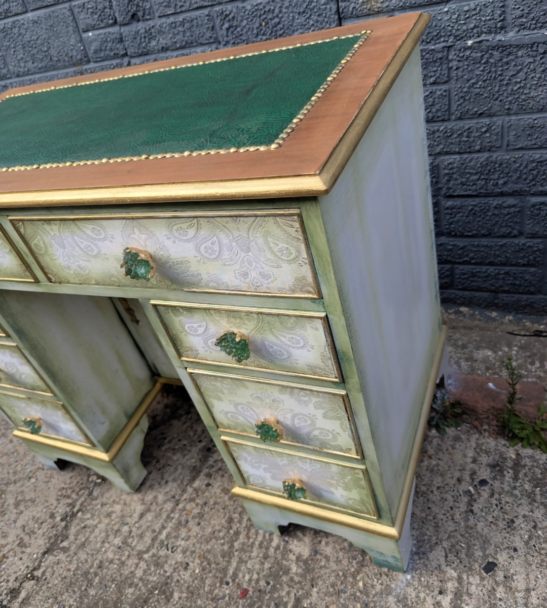White green ethereal boho writing office desk
