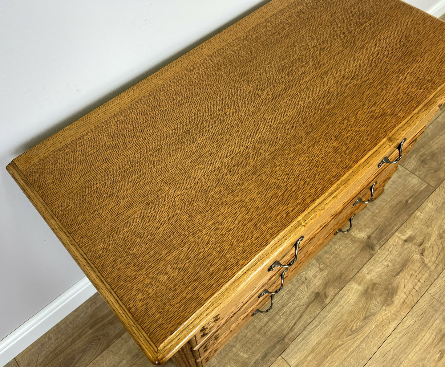 Chest of Drawers Vintage French Louis Oak 3 Drawers Carved Cabinet LOT 6254