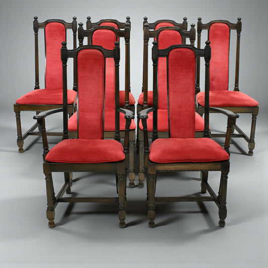 8 Ercol Hampton Dining Chairs Including 2 Carvers Red Upholstery FREE UK Delivery. SBR11033/1010E