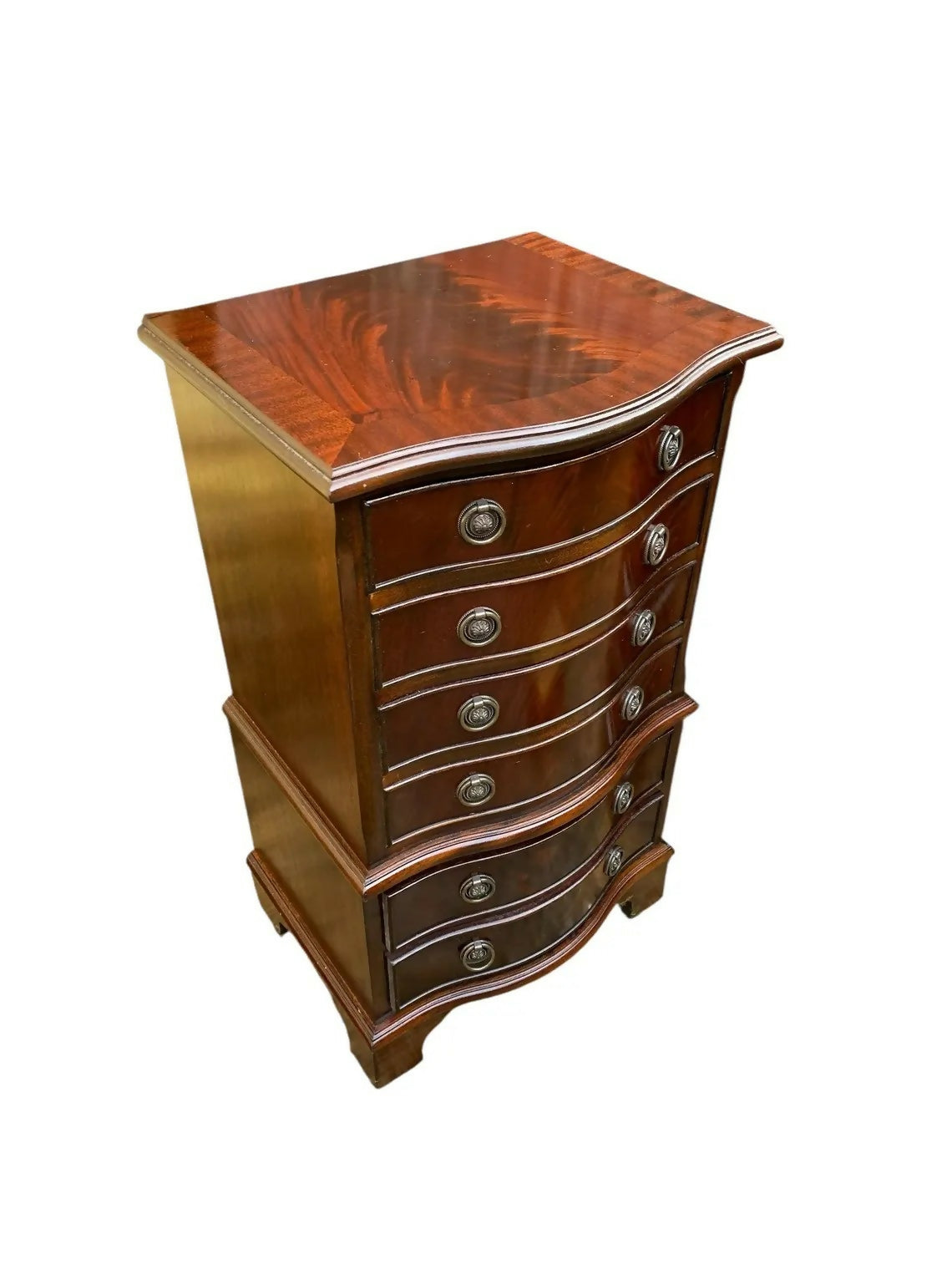 Pair of Antique style Serpentine chest of drawers / bedsides