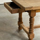 French Oak Farmhouse Kitchen Dining Table With Drawer