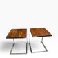 Mid-Century Modern Chrome and Teak side tables / bedside tables