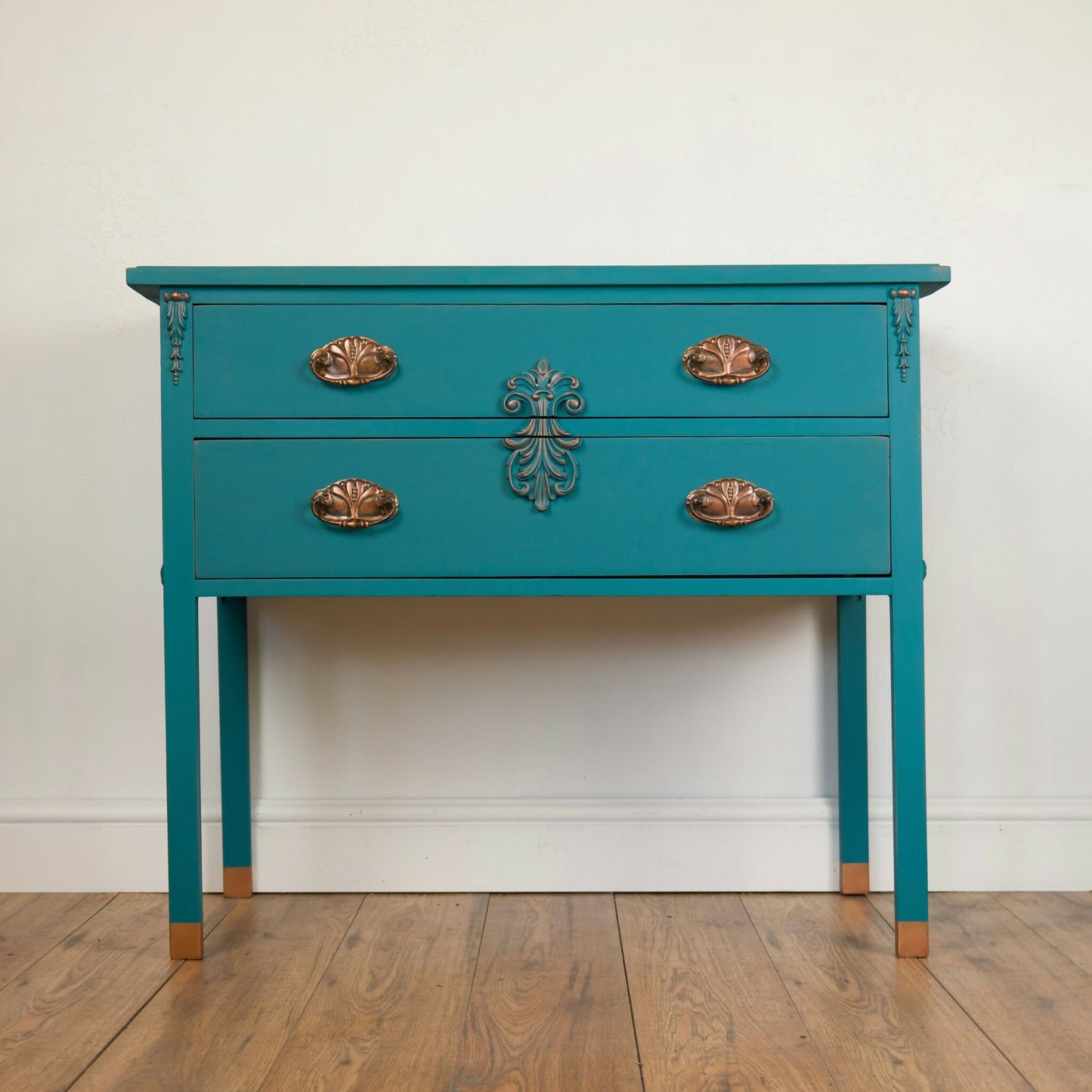 Vintage Upcycled Teal & Copper Chest of Drawers