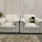 Natuzzi White Leather Lounge Suite – 2 Seater Sofa + 2 Armchairs – Italian
