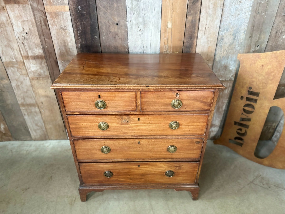 Antique Georgian Mahogany Two over Three Chest of Drawers, c 1820
