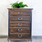 Vintage carved solid wood handmade chest of drawers
