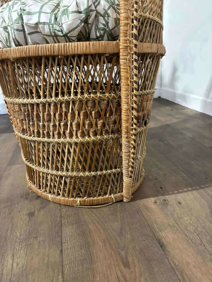 Vintage Wicker Bedroom Chair with Cushion