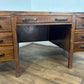 Mid Century Oak Kneehole Twin Pedestal Desk