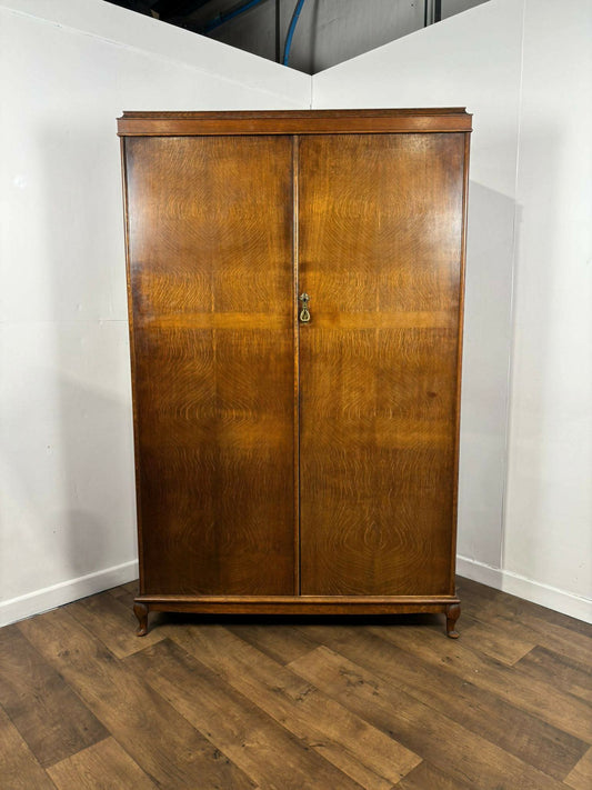 Vintage Oak Double Wardrobe with Fitted Interior