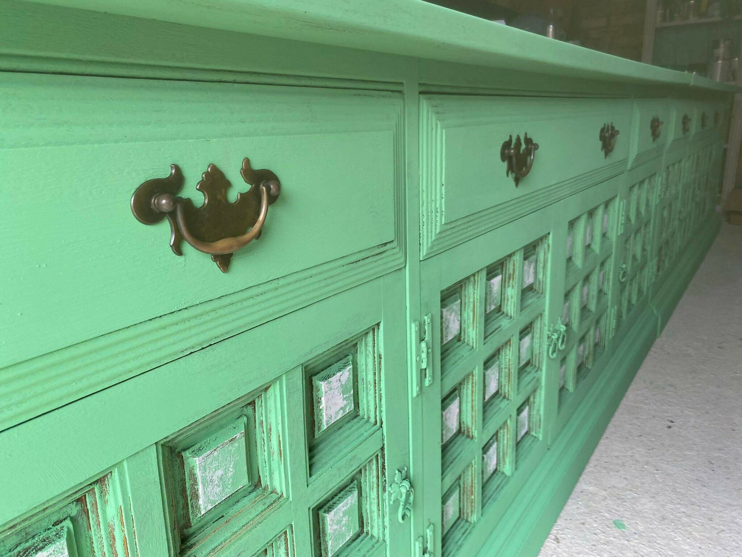 Large Vintage Sideboard/White Distressed Sideboard/Large Vintage Sideboard/Coastal Sideboard/Painted Toledo Sideboard