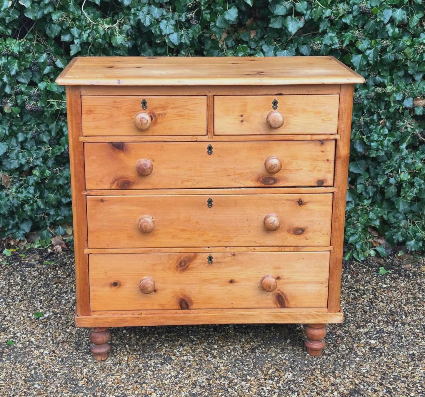 Vintage Victorian Tall Pine Chest Of Drawers