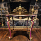 Vintage French Style Occasional Table In Burgundy & Gold Statement Accent