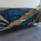 Upcycled Navy Sideboard with Gold Leaf: Mid-Century Modern Cabinet