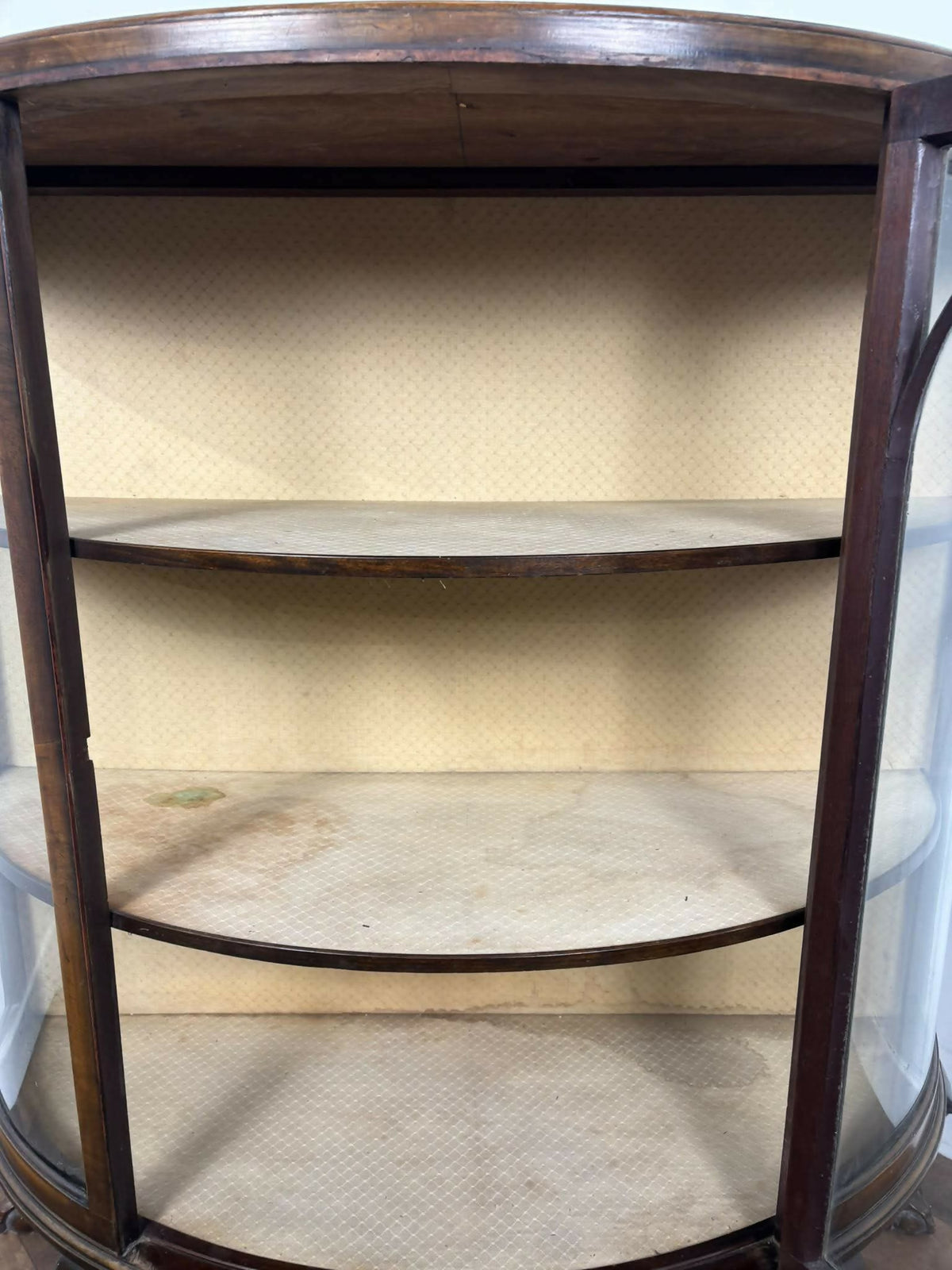 Vintage Walnut Bow Front Display Cabinet