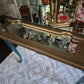 Exquisite Edwardian Cocktail Cabinet Luxury Upcycled – Teal & Peacock Decoupage, Mirrored Bar with LED & Gold Interior