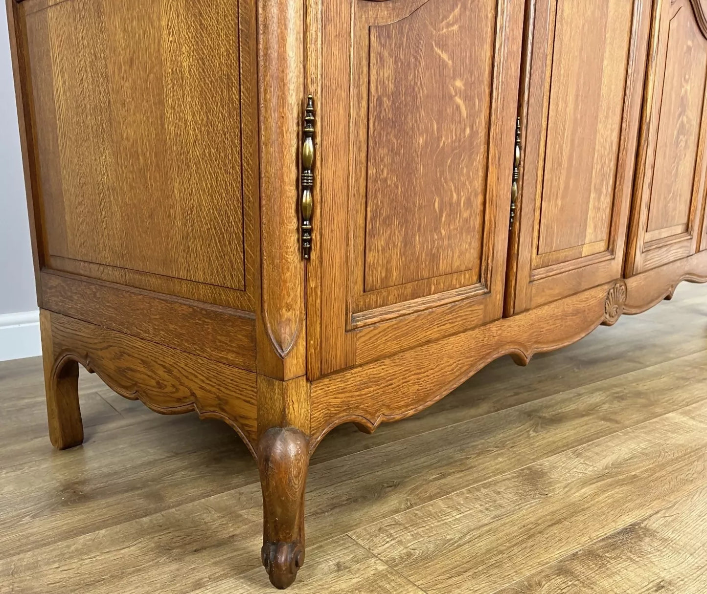 Wardrobe Vintage French Louis XVI Style Four Door Oak Carved Armoire LOT 6080