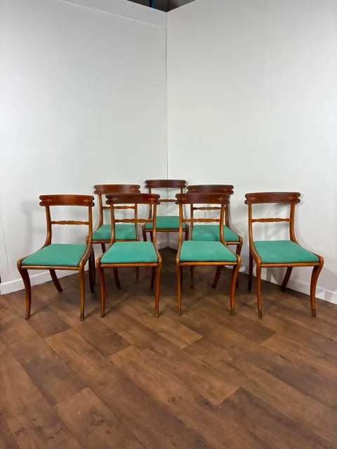 Set of Seven Reproduction Regency Style Mahogany Dining Chairs