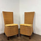 Pair Of Contemporary Wicker Back High Back Dining Chairs