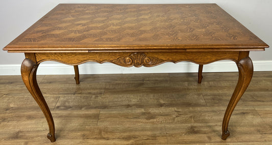 Dining Table Vintage French Louis XVI Carved Oak Extendable Table LOT 6356