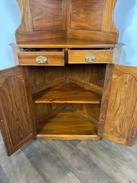 Modern Bespoke Walnut Inlaid Double Corner Cabinet