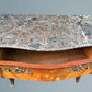 Louis XV Style French Walnut and Marquetry Inlaid Marble Top Commode