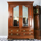 Antique Double Wardrobe Mirrored Doors and Graduated Drawers Late Victorian