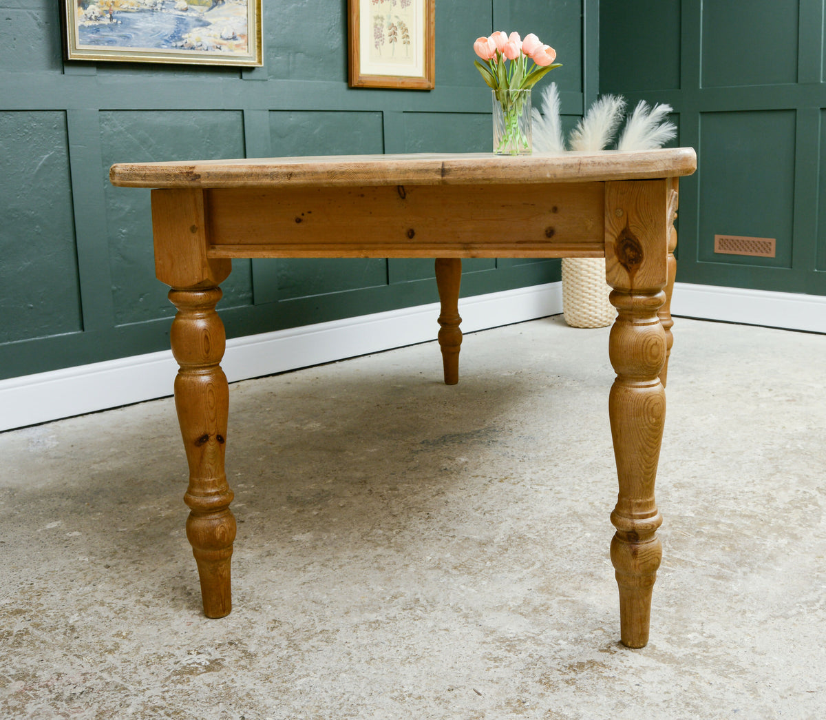 6.5 FT Pine Farmhouse Dining Table - Seats 8
