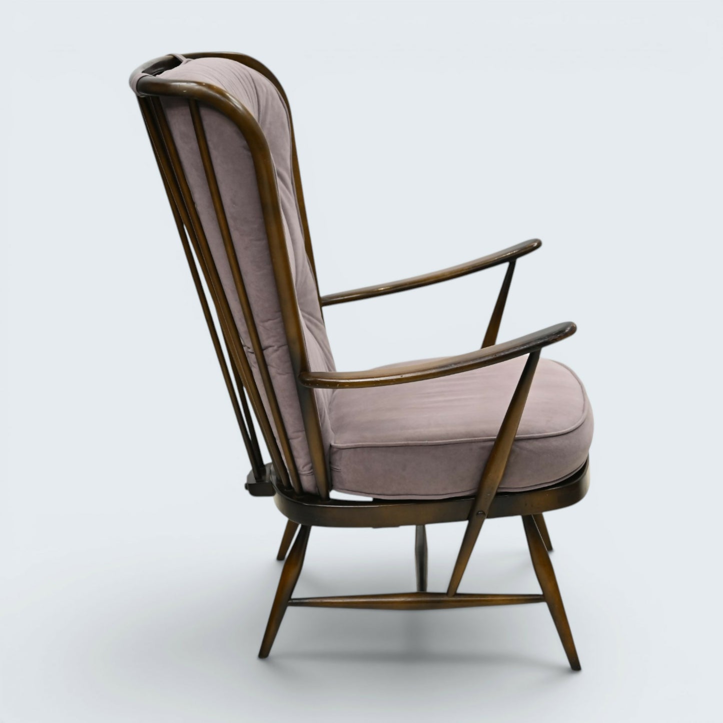 Ercol Windsor Easy Chair Armchair Tall Back Lilac Upholstery FREE UK Delivery