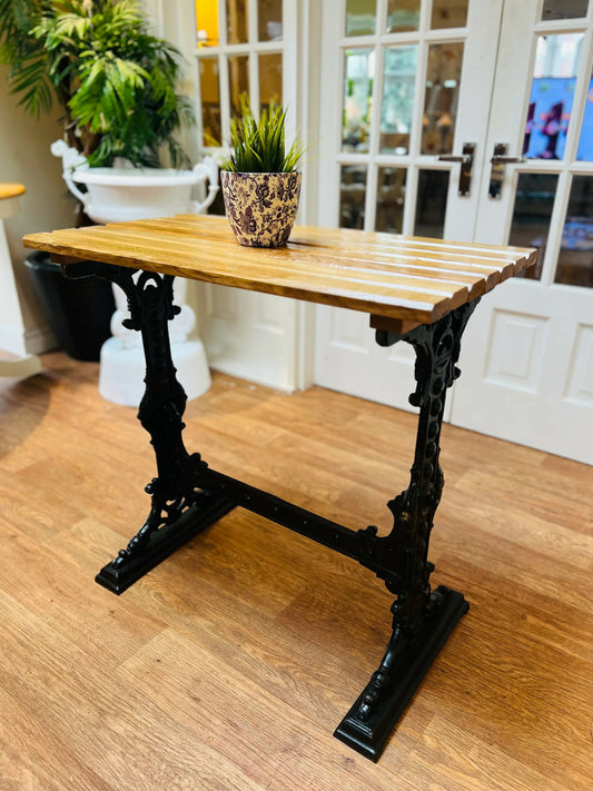 Cast Iron and Oak Hall Occasional Table