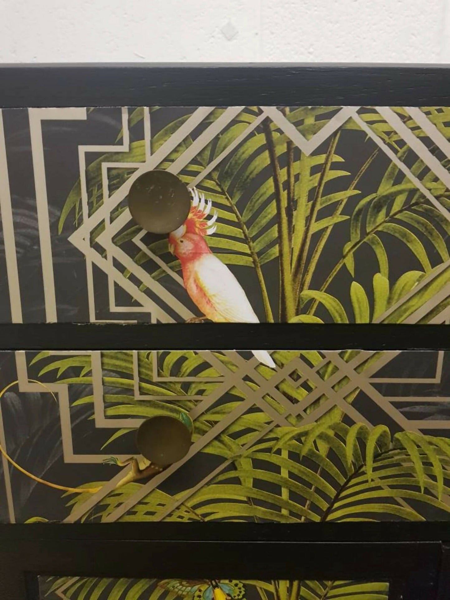 Vintage Black Painted Tallboy Cupboard: Mid-Century Modern Cabinet