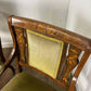 Pair Of Victorian Rosewood Inlaid Armchairs with Green Velvet Upholstery