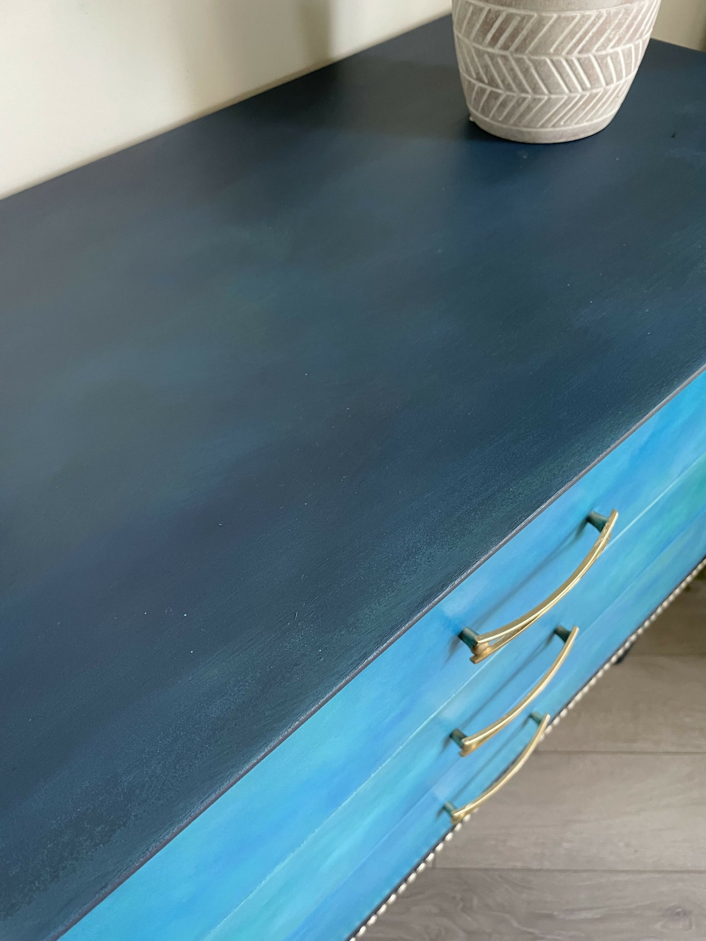 Mid Century Chest of Drawers Hand Painted Blue