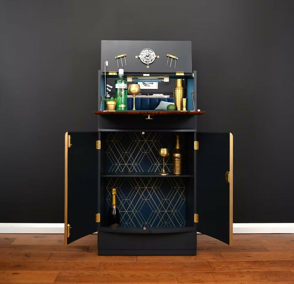 "Kikko" Art Deco Cocktail Cabinet, Vintage 1950s Drinks Cabinet